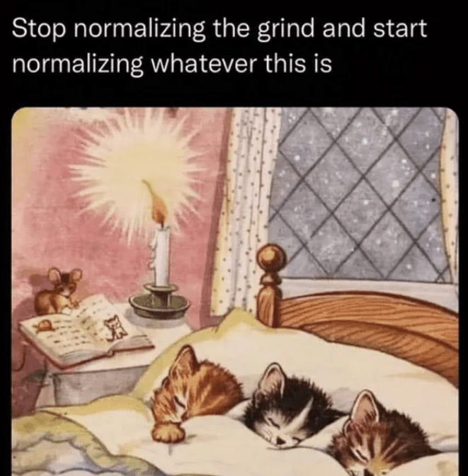 Cute sleeping kittens in a cozy bed with candlelight and starry night background.