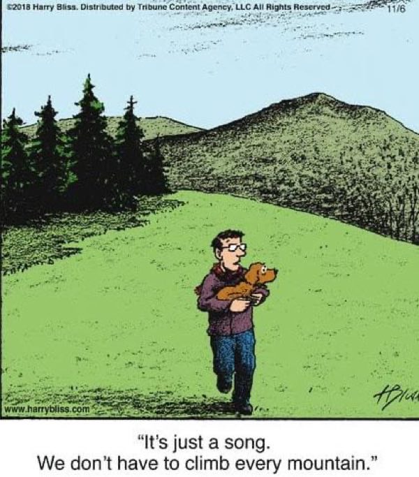 Cartoon of a man relaxing with his dog in nature, illustrating lifes simple pleasures.